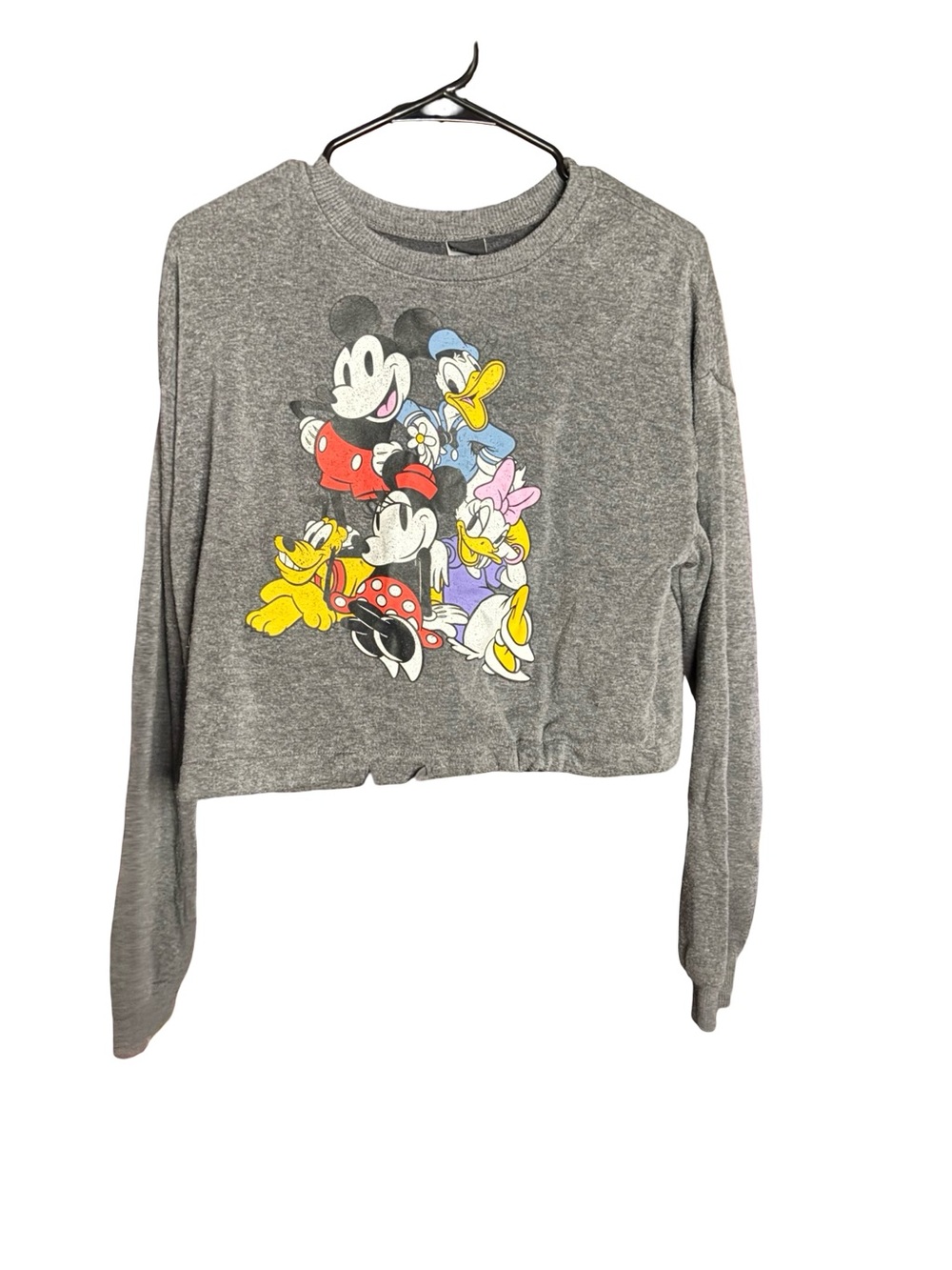 Disney Mickey & Friends Grey Cropped Drawstring Pullover